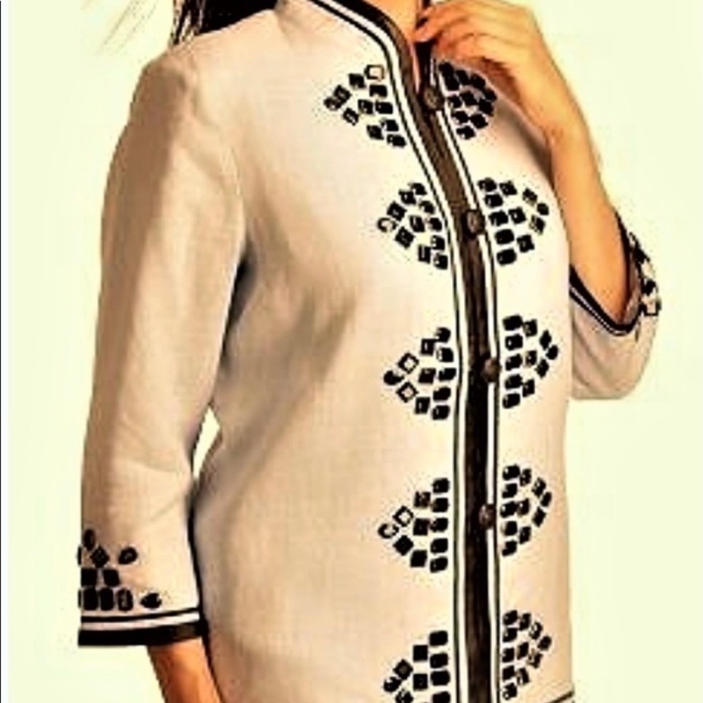 LOUIS DELL'OLLIO Tan/Black Beaded Jacket 3X NWOT